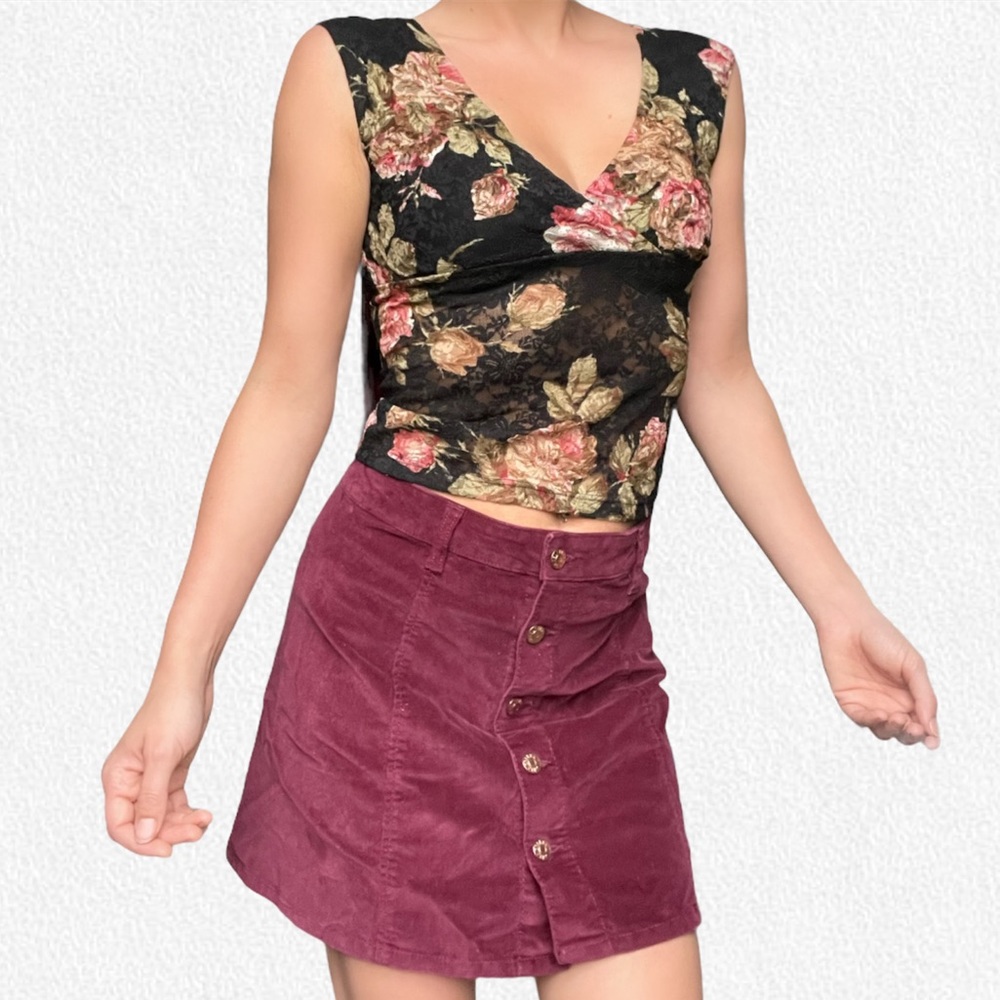Burgundy corduroy skirt